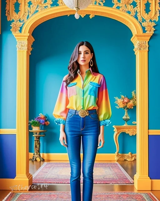 Jeans and coloful shirt