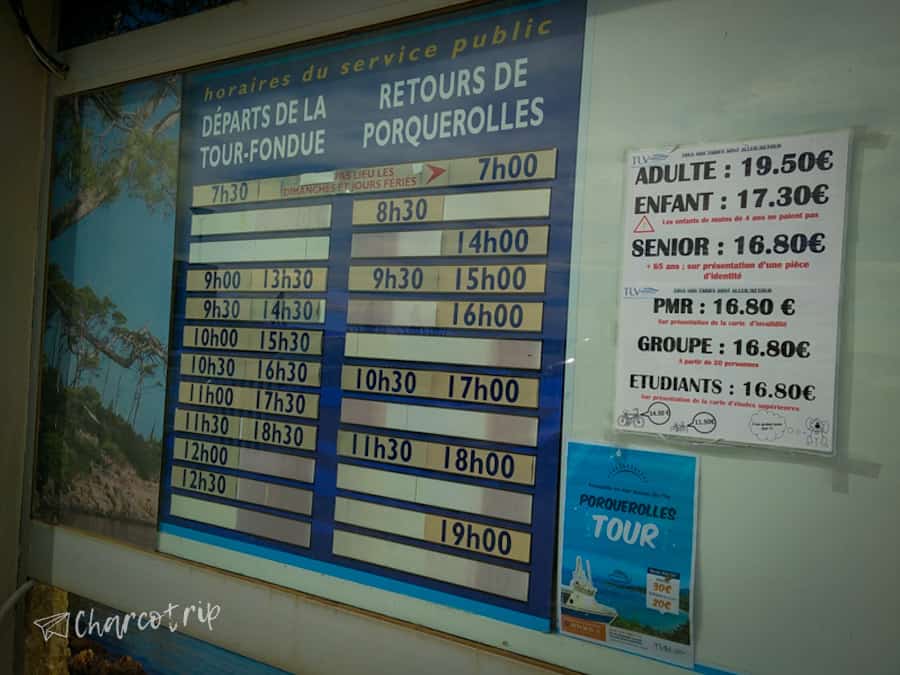 Porquerolles ferry price
